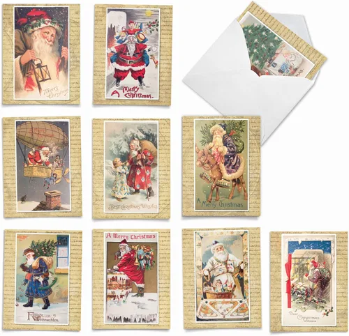 Miniatura 16 de The Best Card Company - 10 tarjetas navideñas de Santa con sobres - Juego surtido en caja, tarjetas navideñas para niños (4 x 5.12 pulgadas)