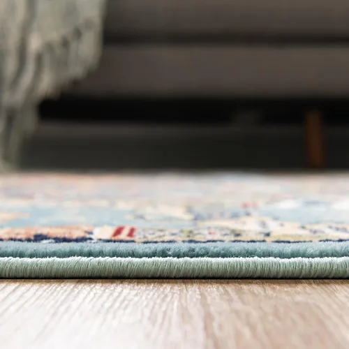 Miniatura 5 de Unique Loom Narenj Collection - Alfombra clásica con diseño texturizado de medallón, 3 x 5 pies, color azul y negro