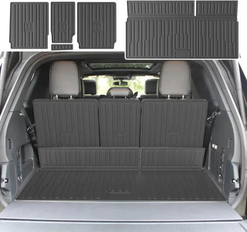 Miniatura 22 de xipoqix Alfombrilla de maletero con respaldo Compatible con forros de carga Jeep Cherokee 2019-2023 de TPE, protector de asiento trasero de repuesto