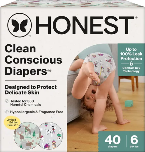 Miniatura 20 de The Honest Company Clean Conscious - Pañales para pieles delicadas, hasta un 100% a prueba de fugas, hipoalergénicos, sin fragancia, género neutro