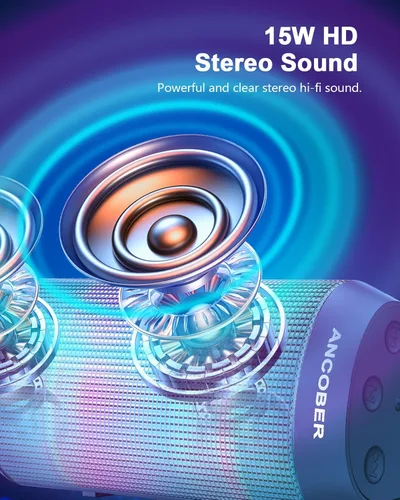 Miniatura 2 de Altavoz Bluetooth portátil con luces RGB, sonido fuerte HD de 15 W, BT5.3 inalámbrico, IPX4 impermeable, emparejamiento TWS, micrófono integrado