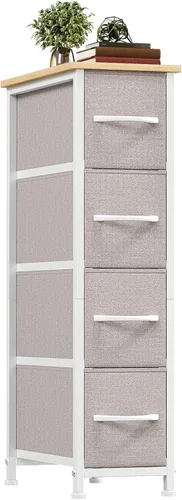 Miniatura 35 de Somdot - Cómoda estrecha con 4 cajones, cómoda delgada con cajones de tela extraíbles para armario, espacios pequeños, baño, dormitorio, lavandería