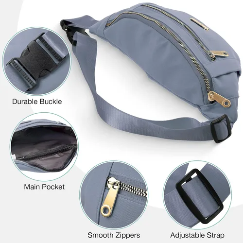 Miniatura 3 de Riñoneras impermeables de 3 piezas para mujeres y hombres con correa ajustable para la cintura para deportes, correr, ejercicio, caminar, viajar