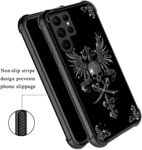 Miniatura 2 de ZHEGAILIAN Funda compatible con Samsung Galaxy S22 Ultra, funda de vidrio orgánico para niñas, mujeres y hombres, diseño de cuatro esquinas, Cabeza