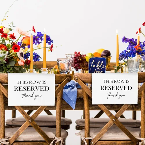 Miniatura 6 de Señales de Asiento Reservado para Sillas, Esta Fila Está Reservada Paños de Banco para Asientos de Iglesia, Decoraciones de Boda para Recepciones