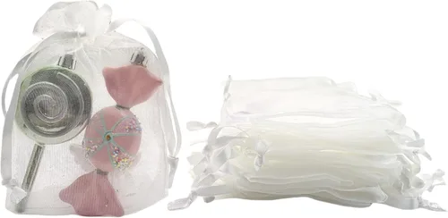 Miniatura 11 de QIANF 20 bolsas de regalo de organza transparente lavanda de 4 x 6 pulgadas con cordón, bolsas de golosinas, bolsa de malla para joyas, bolsa