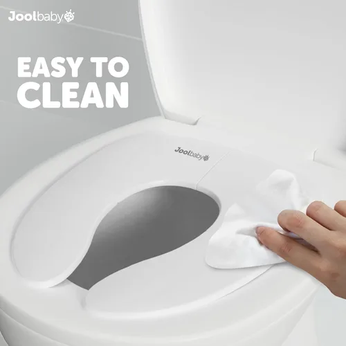 Miniatura 5 de Jool Baby Asiento de entrenamiento para ir al baño plegable para viaje para niños pequeños, se adapta a inodoros redondos y ovalados, ventosas Blanco
