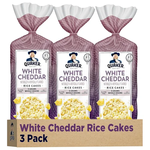 Pasteles de Arroz Grandes Quaker, Cheddar Blanco, 5.5 Oz, Paquete de 3