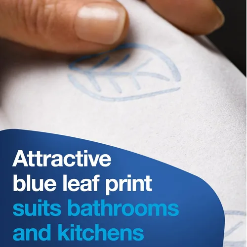 Miniatura 4 de Tork Extra Soft Multifold Hand Towels White with Blue Leaf Print, H2 Dispenser Compatible 16 Packs x 94 Towels (101298)