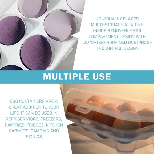 Miniatura 7 de Caja de almacenamiento de huevos de belleza con 8 ranuras para recoger huevos de belleza, contenedor de almacenamiento de huevos, portador de huevos