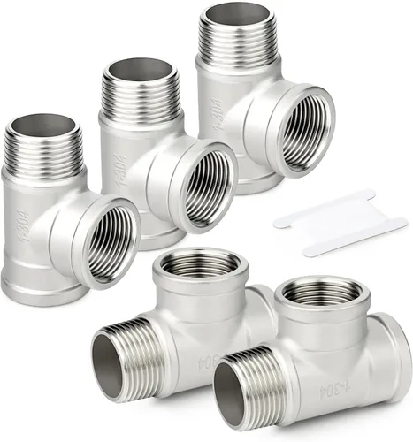 Miniatura 10 de TAISHER 2 piezas de accesorios de tubo en T de acero inoxidable 304, accesorios de tubo hembra NPT de 1-1/2" x 1-1/2" x 1-1/2