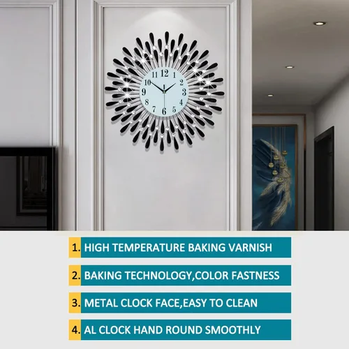 Miniatura 6 de Reloj de Pared Grande Sin Tictac Silencioso Relojes Grandes Modernos Relojes de Pared Decorativos para Sala de Estar Comedor Decoración de Negro