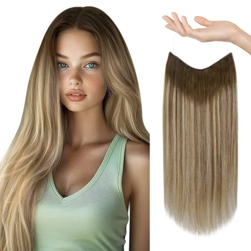 Miniatura 44 de Sunny - Extensiones de cabello humano real, con cable/hilo y clips ajustables, aplicación invisible, 2.82 onzas, 12 pulgadas, color rubio cenizo