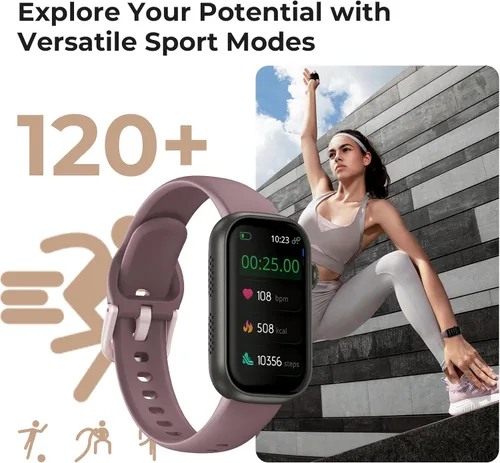 Miniatura 5 de Rastreador de actividad física para hombres y mujeres, frecuencia cardíaca 24/7, SpO2 y monitor de sueño, reloj de salud, contador de pasos