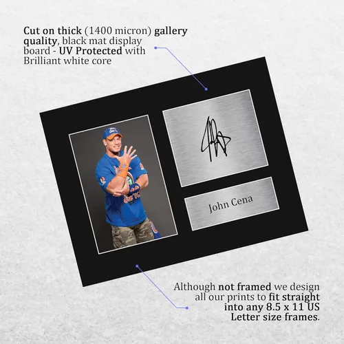 Miniatura 3 de HWC Trading - Imagen impresa y autografiada de John Cena, regalo para fanáticos de recuerdos de WWE y WWF, tamaño Carta EE. UU Carta estadounidense