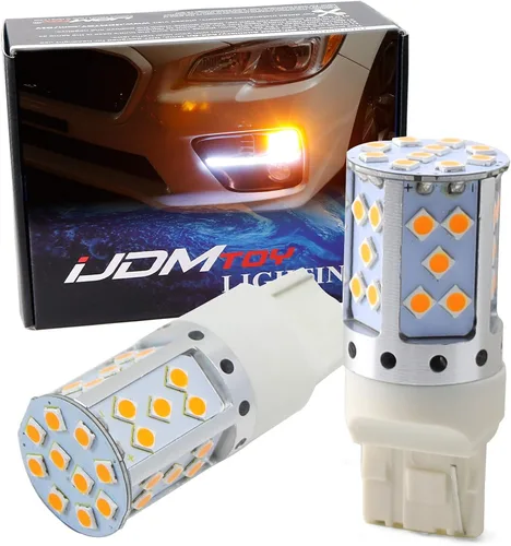 iJDMTOY 7440 T20 Paquete de 2 bombillas de LED de 21 watts, sin resistencia ni hiper-flasheo, de alta potencia, luz color ámbar, para señal de giro
