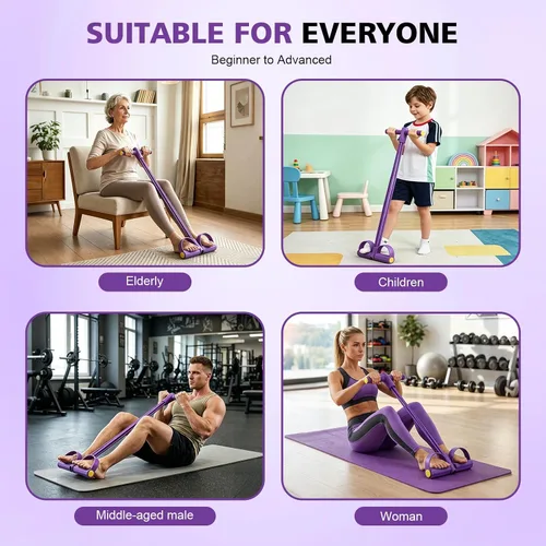 Miniatura 7 de Banda de resistencia de pedal multifuncional con asa, tubos de 6/8/10 para todos los pesos, estiramiento resistente mejorado para entrenamientos