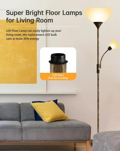 Miniatura 3 de Lámparas de pie BoostArea para sala de estar, lámpara de pie, lámpara de pie de 180 cm con lámpara de lectura, interruptor de 3 vías, lámparas