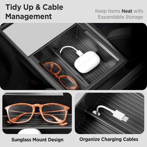 Miniatura 7 de Bandeja Organizadora de Consola Central para Tesla Model Y Accesorios Juniper 2025 2026/Para Tesla Model 3 Highland Accesorios 2024 2025 2026