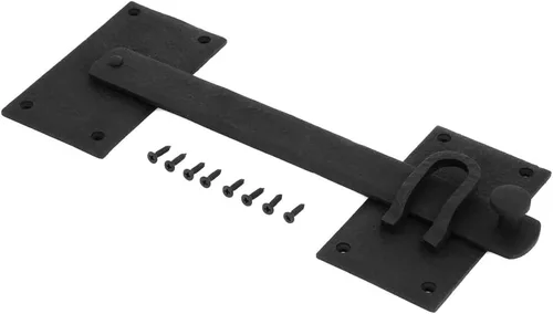 Miniatura 6 de Renovators Supply Manufacturing Pestillo de portón negro de hierro forjado juego 4 pulgadas x 6 3/8 pulgadas