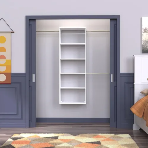 Miniatura 3 de ClosetMaid SuiteSymphony - Kit de armario colgante incluye (1) torre, (3) varillas para armario y (6) estantes, color blanco