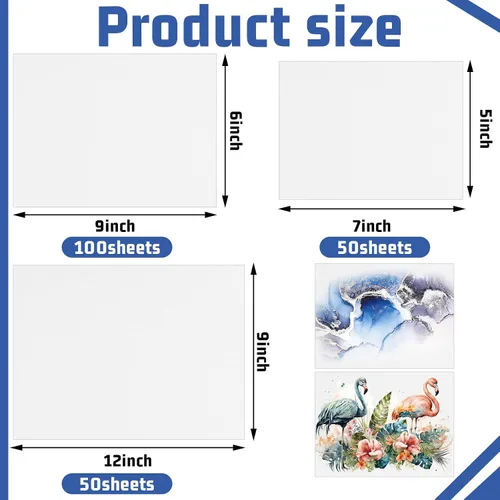 Miniatura 2 de Crtiin 200 hojas de papel de acuarela de 3 tamaños a granel, 5.64 oz, papel de dibujo blanco para acuarelistas, principiantes, manualidades