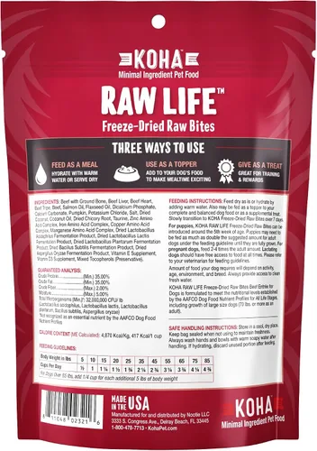 Miniatura 2 de KOHA Raw Life - Bocados crudos liofilizados para perros, comida alta en proteínas, cobertura y golosinas para comedores quisquillosos, bolsa de 14
