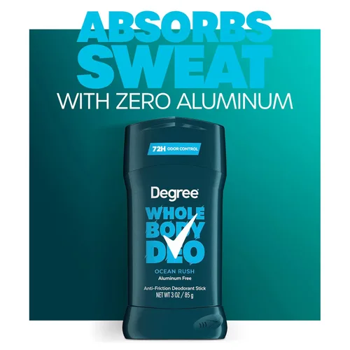 Miniatura 5 de Degree Desodorante en barra de cuerpo entero para hombre, aroma Ocean Rush, se desliza sobre transparente + absorbe el sudor, sin aluminio