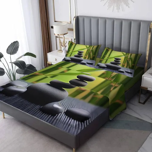 Miniatura 45 de Juego de sábanas tamaño individual: sábanas y fundas de almohada, sábanas y fundas de almohada, microfibra suave y bolsillo profundo y patrón sin
