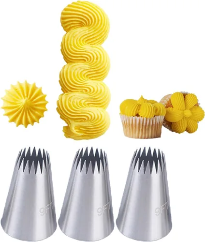 Miniatura 14 de Puntas de Glaseado Grandes, Punta de Manga Pastelera Eclair Churro Macaron Estrella Redonda para Decorar Pasteles, Cupcakes, Galletas, 5 Piezas F