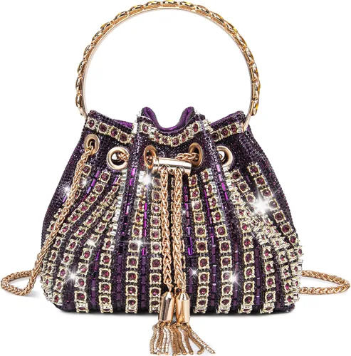 Miniatura 11 de Bolso de noche con diamantes brillantes para mujer, bolso de mano con diamantes de imitación para fiesta, baile de graduación, cóctel