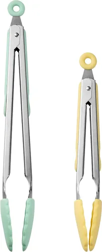 Miniatura 24 de COOK WITH COLOR - Juego de pinzas de cocina y barbacoa de acero inoxidable con punta de silicona, 3 piezas de utensilios, verde Menta