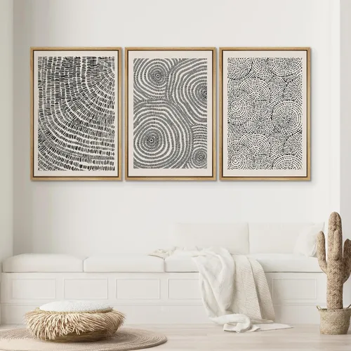 Miniatura 587 de SIGNWIN Lienzo enmarcado para pared, arte con pinceladas de flujo neutro en tonos beige abstractos, ilustraciones, arte moderno, decorativo