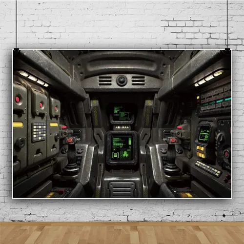 Miniatura 2 de Telón de fondo de fotografía de cabina de avión, de 5 x 3 pies, de ciencia ficción, nave espacial, interior, para niños, fiesta de cumpleaños