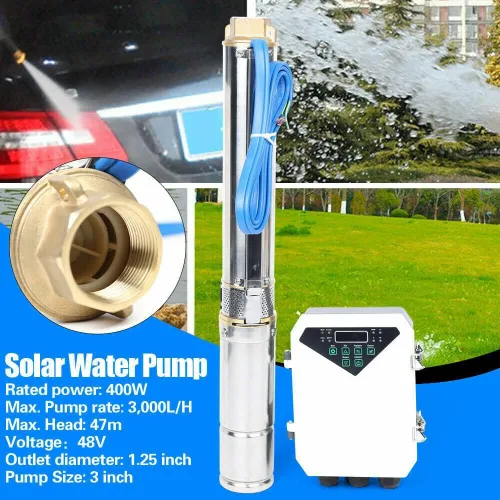 Miniatura 3 de Bomba de agua sumergible, bomba de agua solar de pozo profundo de acero inoxidable sumergible de acero inoxidable con controlador MPPT