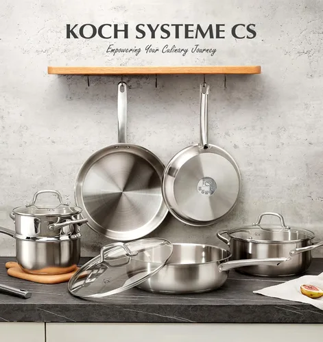 Miniatura 7 de KOCH SYSTEME CS Juego de utensilios de cocina de acero inoxidable de 10 piezas, ollas y sartenes de acero inoxidable 18/10 para cocina profesional