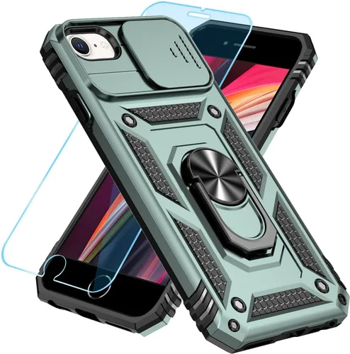 Miniatura 10 de SunStory Compatible con iPhone SE 2022/2020/3ª/2ª / 6/7/8 Funda con protector de pantalla HD y cubierta deslizante para la cámara y soporte