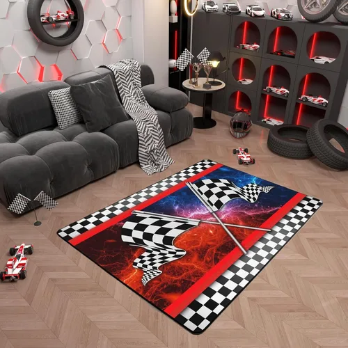 Miniatura 19 de Alfombra de Juego de Autos de Carreras para Niños, Alfombras de Juego para Niños, Alfombra de Sala de Juegos para Niños con Respaldo de Goma