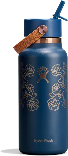 Hydro Flask Botella de agua – Acero inoxidable aislado – Tapa flexible con popote de boca ancha, antiderrames, a prueba de fugas y recargable en 32