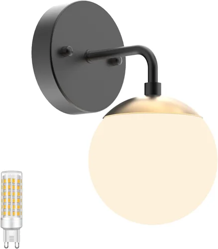 Miniatura 16 de Tipace Aplique de pared dorado 1 luz, aplique de pared globo moderno de mediados de siglo, lámpara de pared dorada para restaurante, sala de estar