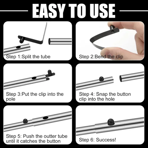 Miniatura 2 de Moxweyeni 8 clips de resorte con botón de presión, clips de poste de tienda de campaña de acero inoxidable, clips de resorte de remo para kayak