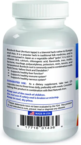 Miniatura 2 de Best Naturals Raíz de bardana 425 mg 180 Cápsulas