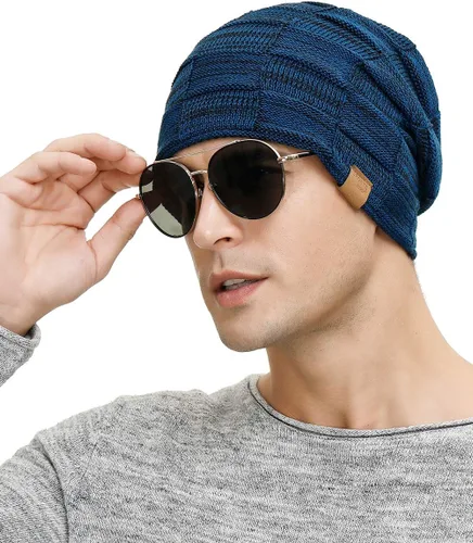 Miniatura 24 de Vgogfly Slouchy Beanie for Men Winter Hats for Guys Cool Beanies Mens Lined Knit Warm Thick Skully Stocking Binie Hat