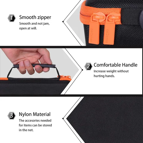 Miniatura 5 de co2CREA Funda rígida compatible con altavoz GPS Bushnell Golf Wingman View Estuche negro + cremallera naranja