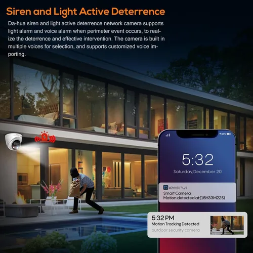 Miniatura 4 de VIKYLIN 4K 8MP POE IP AI Wizsense Cámara, DMSS/SmartPss Lite, disuasión activa con audio bidireccional, visión nocturna inteligente de doble luz