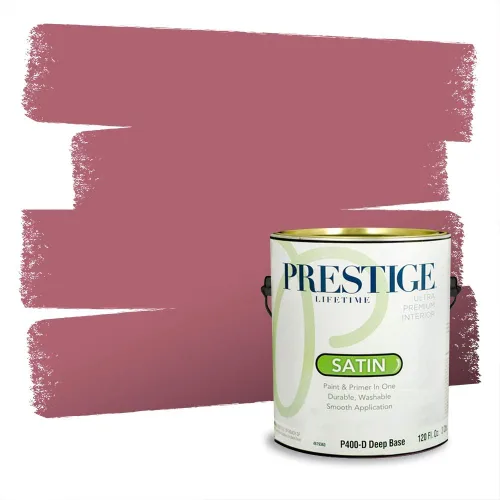 Miniatura 408 de Prestige Paints Pintura exterior e imprimación en uno, 1 galón, plano, coincidencia comparable de Valspar* Amber Rose*