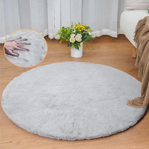 Miniatura 49 de ORINOVA Alfombra de felpa marrón claro beige de 8 x 10 pies para sala de estar, alfombra bohemia esponjosa de piel de conejo grande para dormitorio