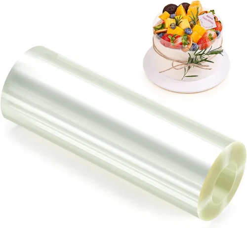 Miniatura 10 de Collares para pasteles 4 x 394 pulgadas (5.9 mil de grosor) Hojas transparentes de acetato en rollos para hornear y decorar bordes