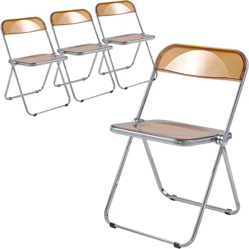 Miniatura 19 de LeisureMod Lawrence - Silla plegable de acrílico transparente moderna con marco de metal, asiento transparente que ahorra espacio para comedor