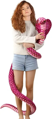 Miniatura 12 de ELAINREN Almohada Rellena de Cobra Marrón Ultra-Suave Gran Serpiente Realista Juguete de Peluche Cuddle Muñeca de Peluche de Pitón Realista